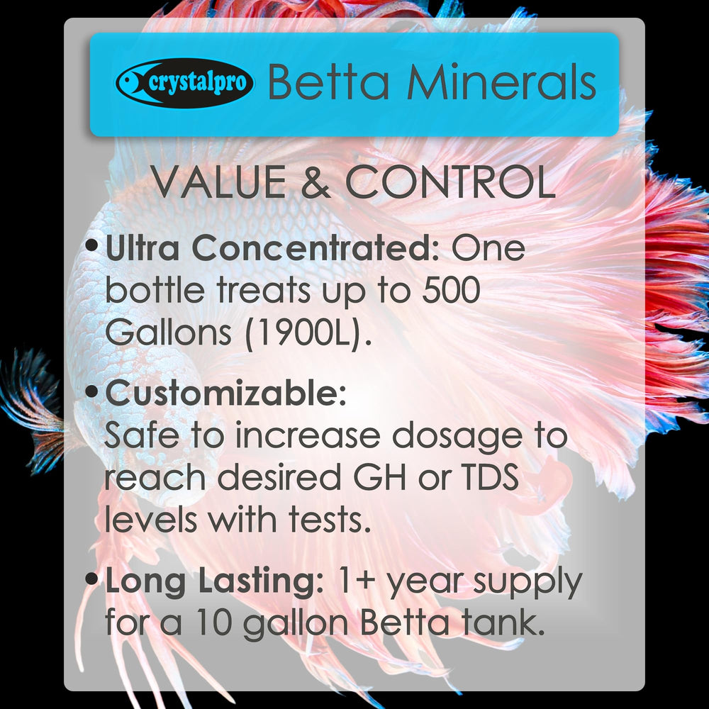 Crystalpro Betta Minerals capuchón dosificador para una dosificación limpia.