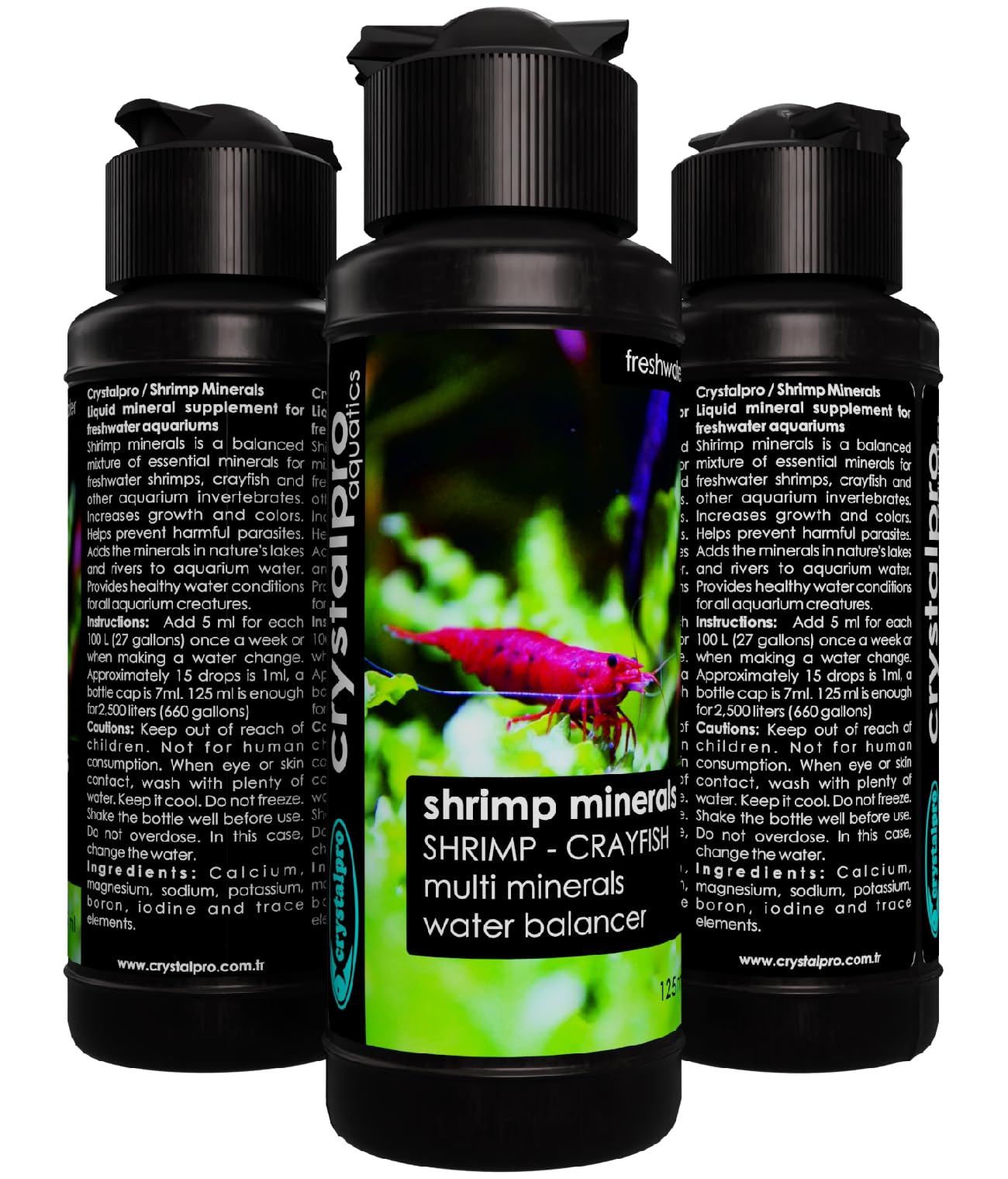 Crystalpro Shrimp Minerals favorece moltación saludable en camarones de acuario.