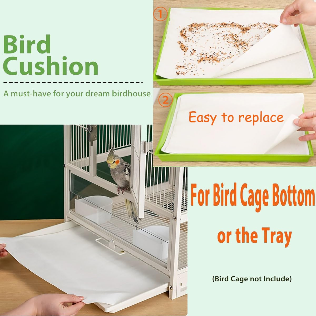 CuaxTume forro jaula aves 11x20: papel absorbente mejora higiene diaria