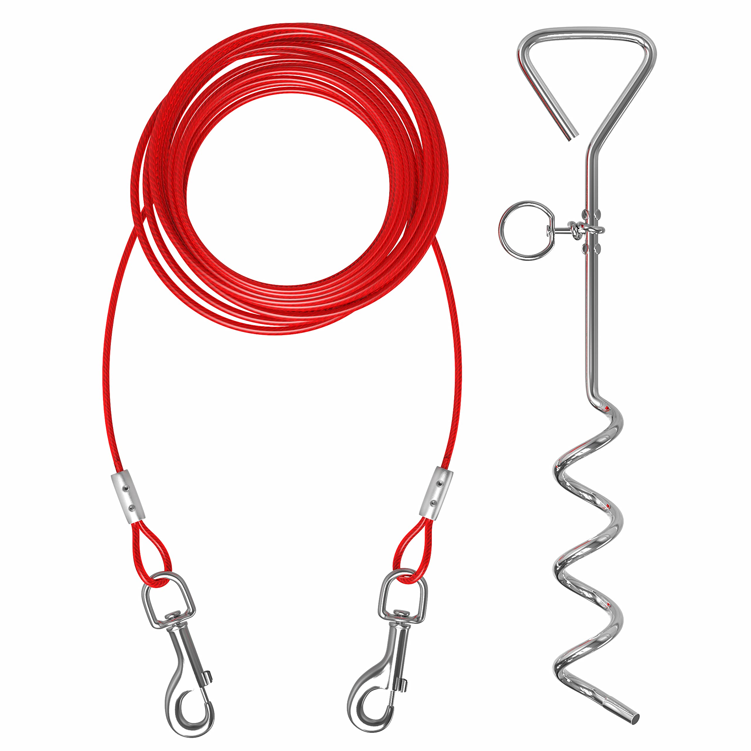 Cuddlerr cable de sujeción para perros 20 ft, ideal para patio seguro.