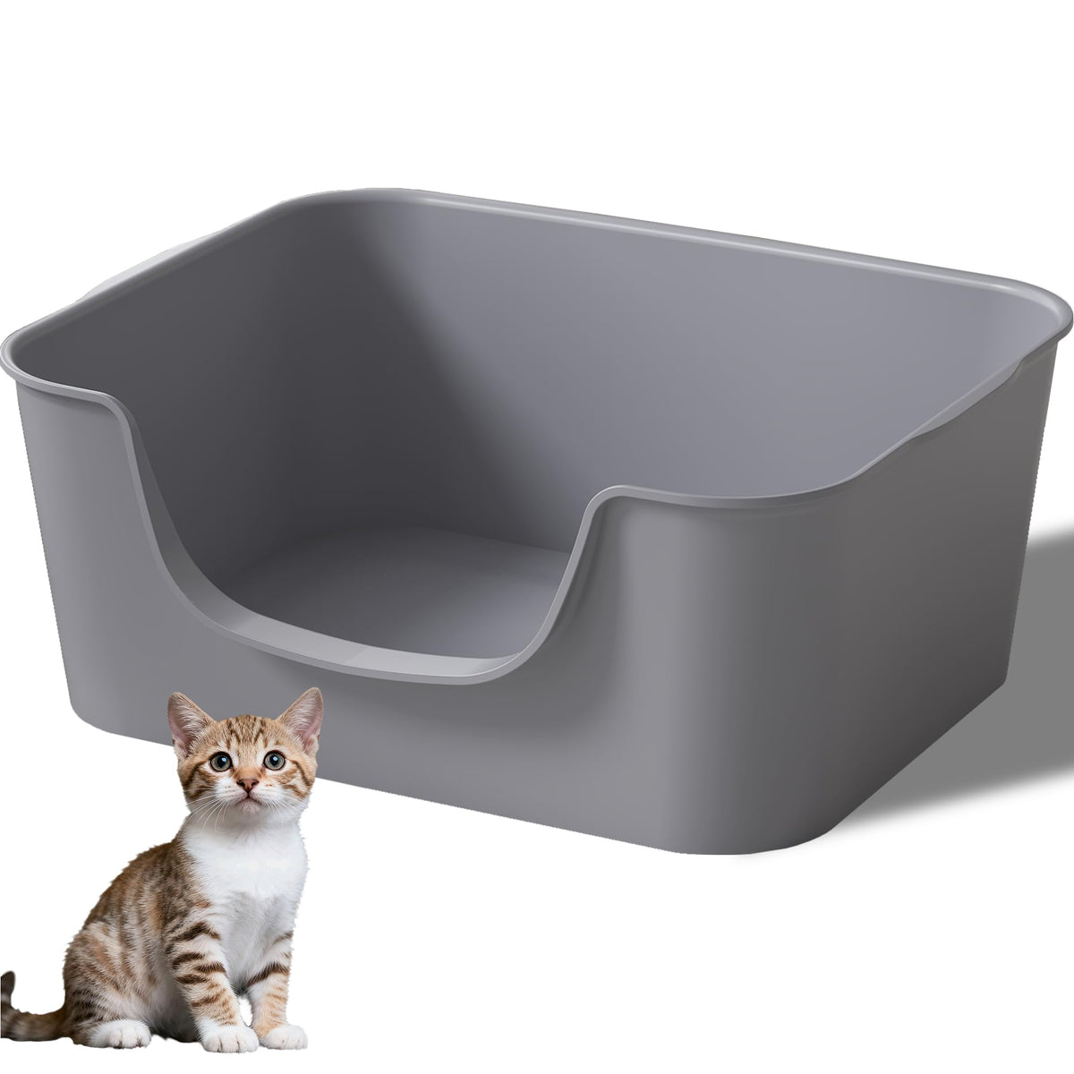 Cuddpaw caja-arena entrada baja con borde alto, acceso seguro para gatos pequeños