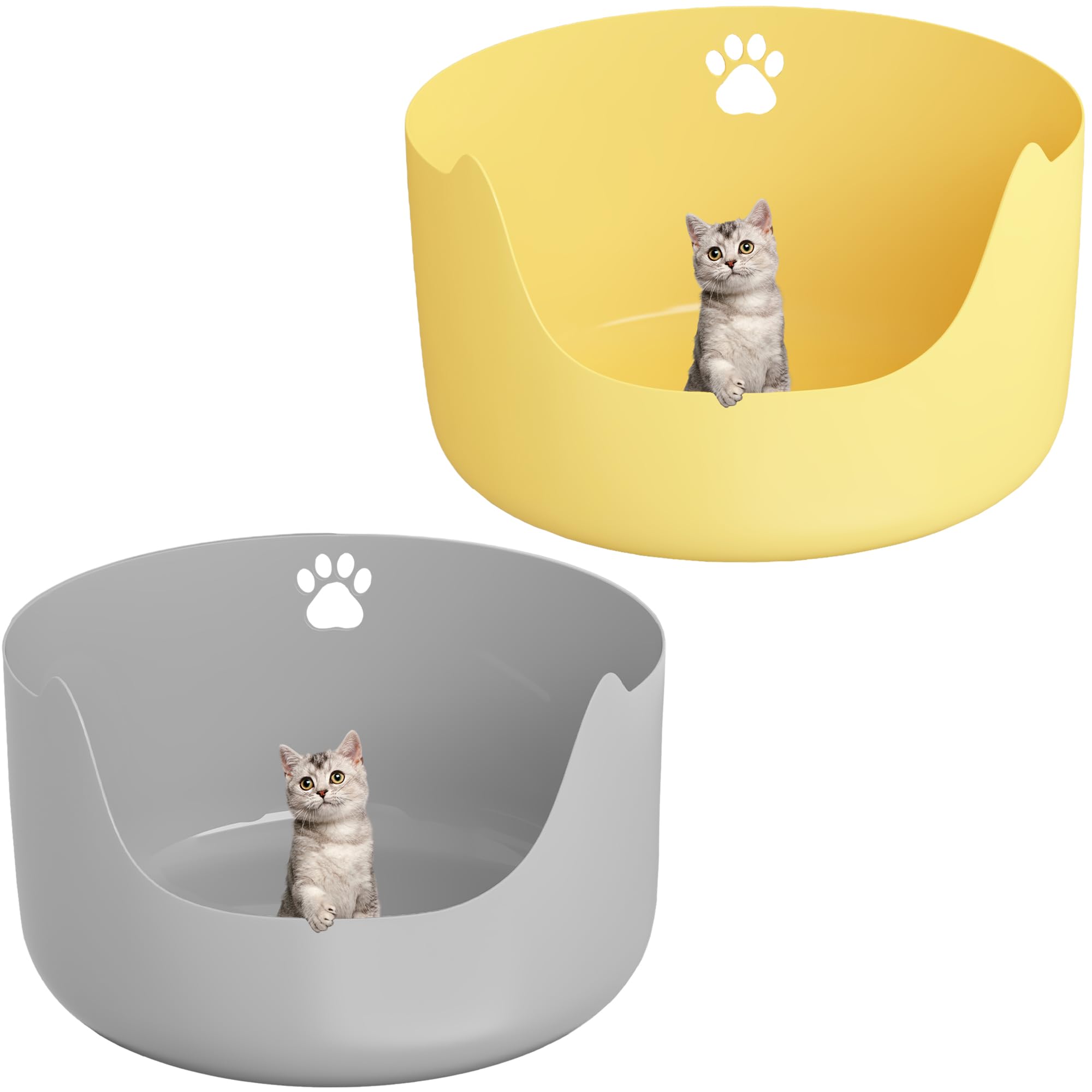 Caja de arena Cuddpaw: vista frontal de entrada baja para gatos grandes.