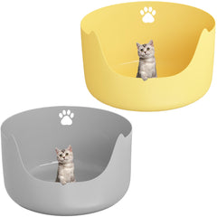 Caja de arena Cuddpaw: vista frontal de entrada baja para gatos grandes.