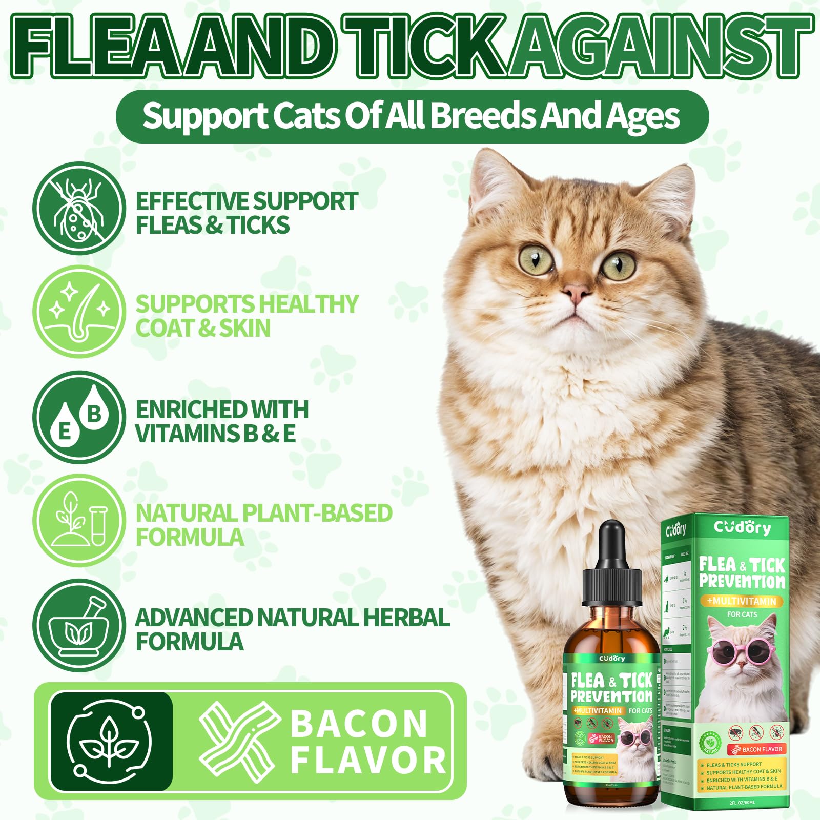 Cudory drops sabor tocino, agradable para gatos durante la suplementación