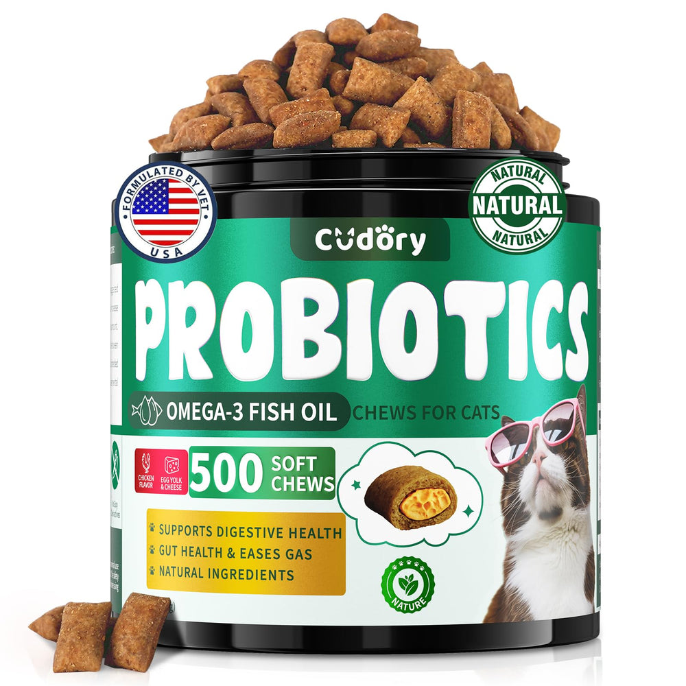Cudory Cat Probiotics, doble textura crujiente y cremosa para la digestión