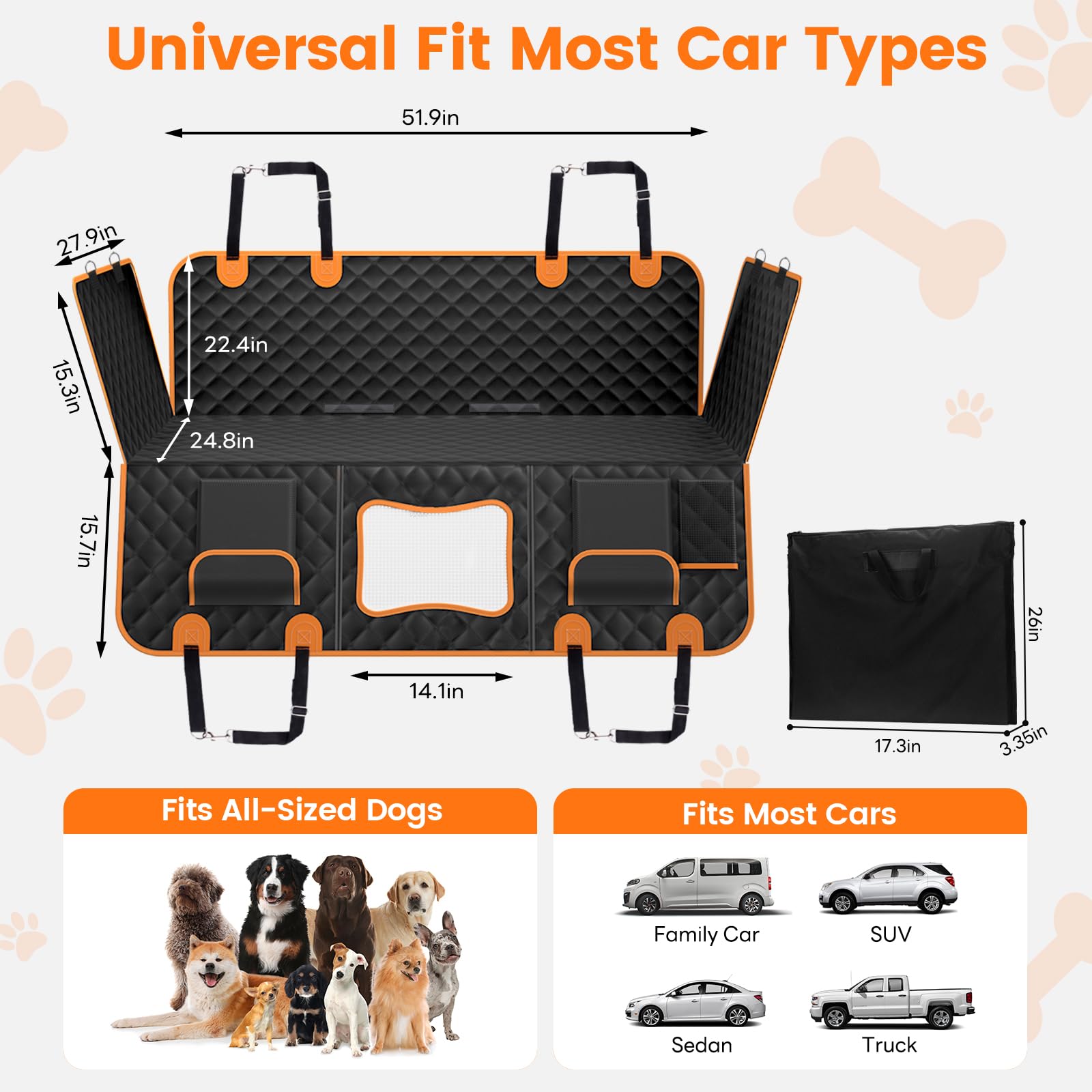 CUIOFREE Proteccion anti-caida para perros en el asiento trasero.