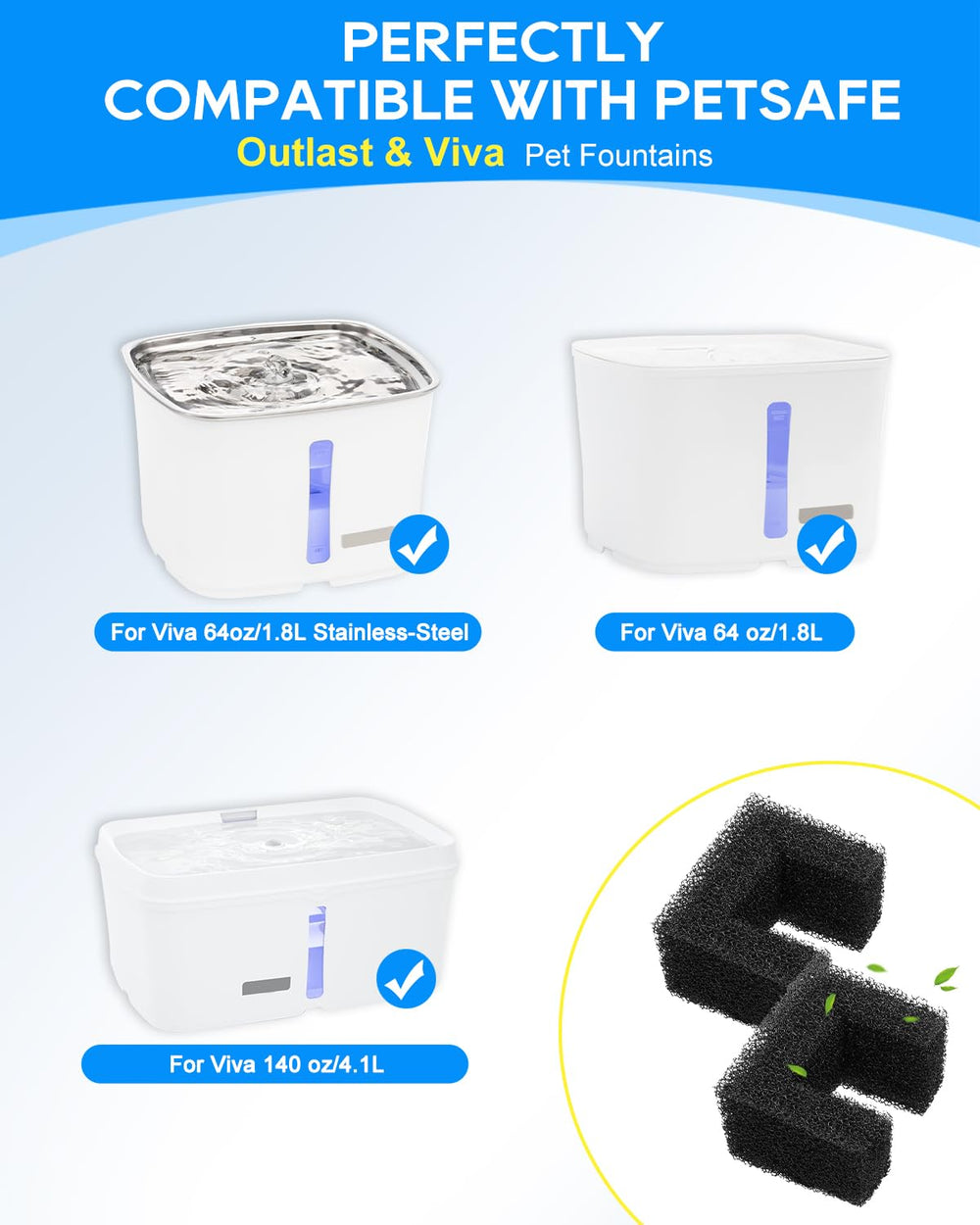 Cunina filtros de espuma para Viva 140oz: mantiene el agua limpia