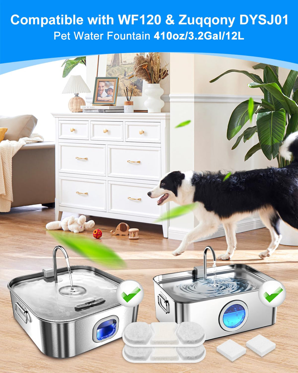 Cunina paquete de 16 filtros, flujo constante para varias mascotas