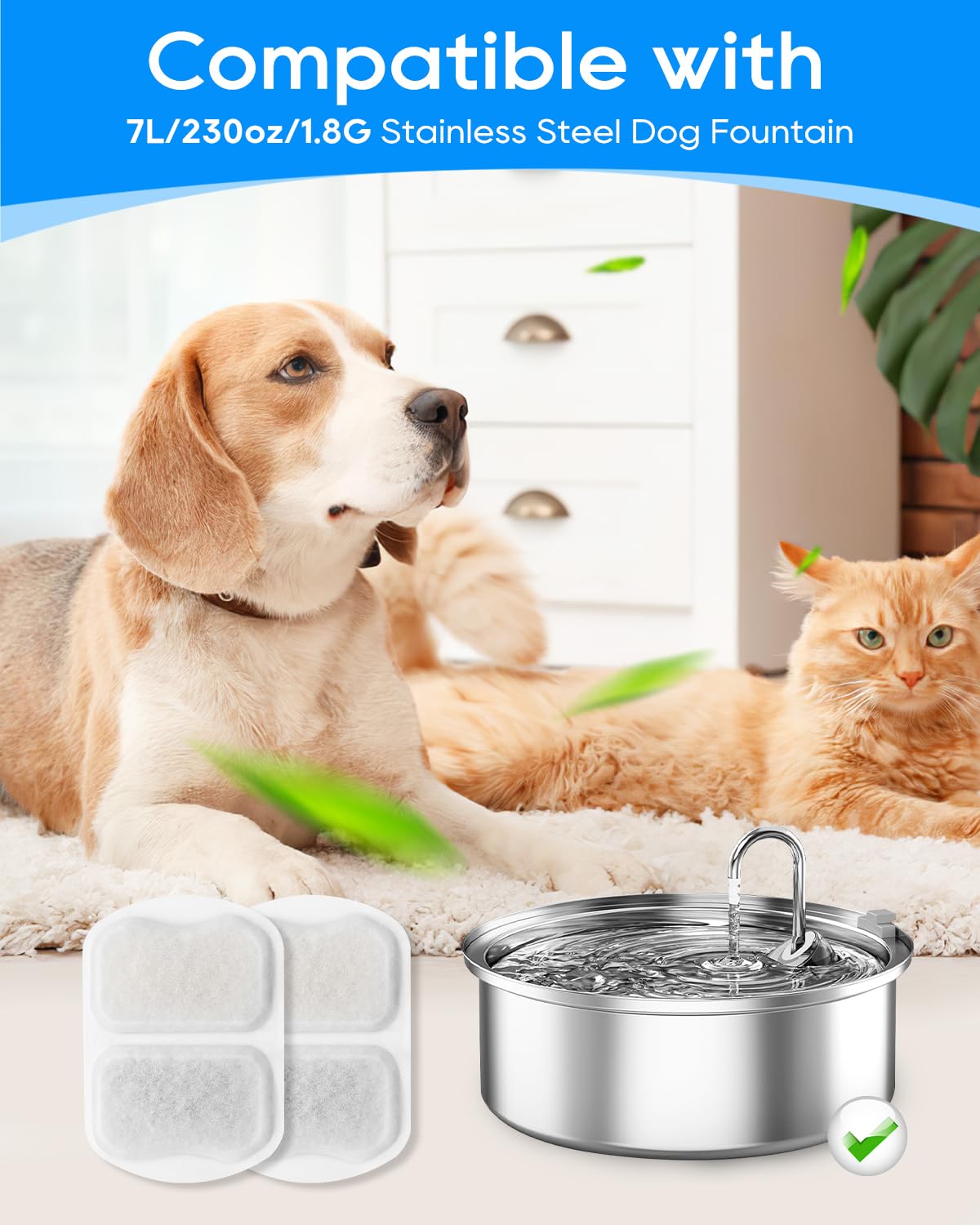Prefiltros y esponjas Cunina para perros: repuesto de agua fresca