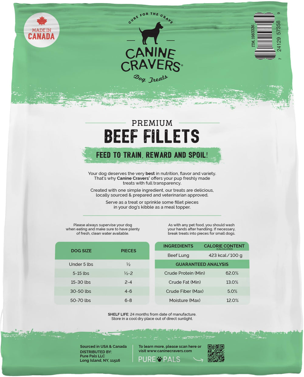 Cure for the Crave Canine Cravers filetes de res 20 onzas en trozos para premiar.