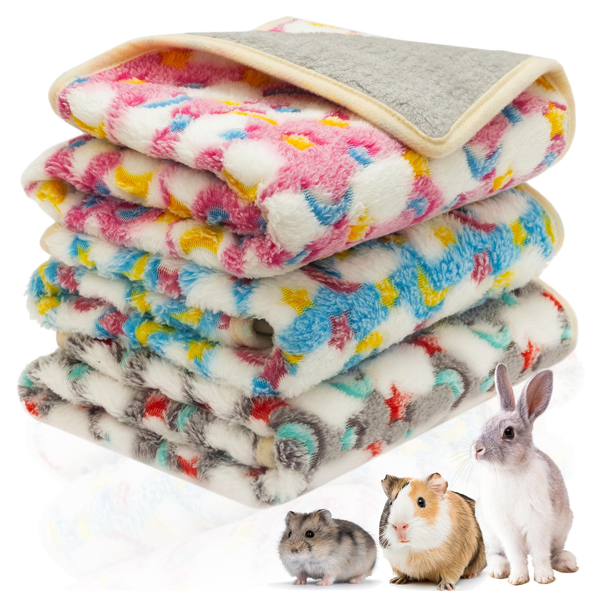 CUSOZWO manta lavable para animales pequeños, 3-pack en gris, azul y rosa, cómodo.