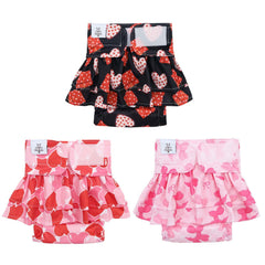 Pañales CuteBone para perra con falda, conjunto de 3, uso durante el celo
