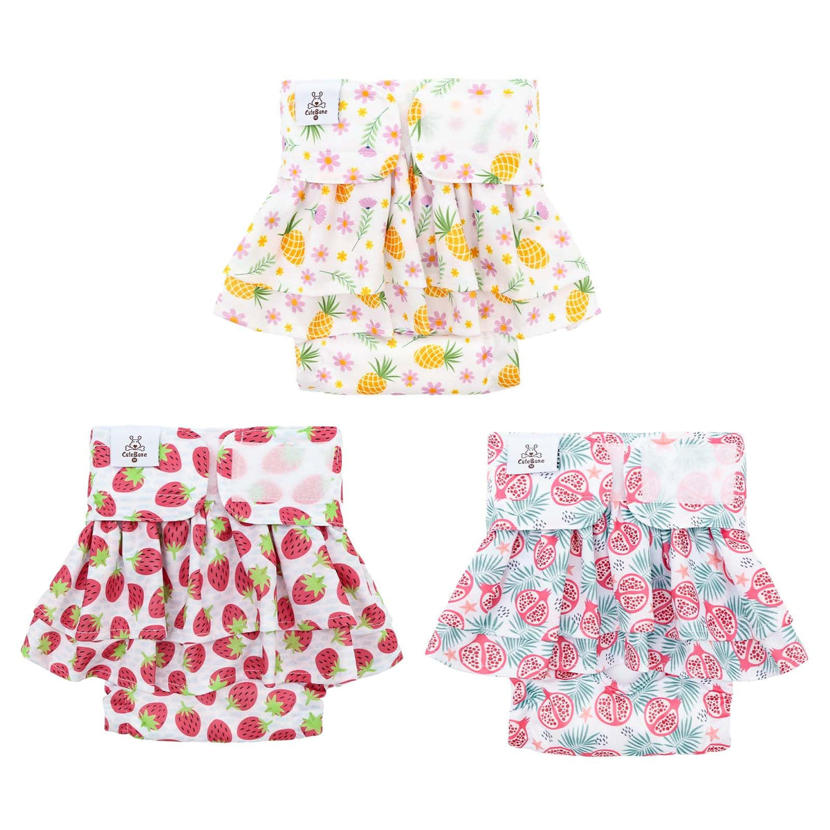 CuteBone pañales para perra con falda rosa, cómodo y reutilizable para celo.