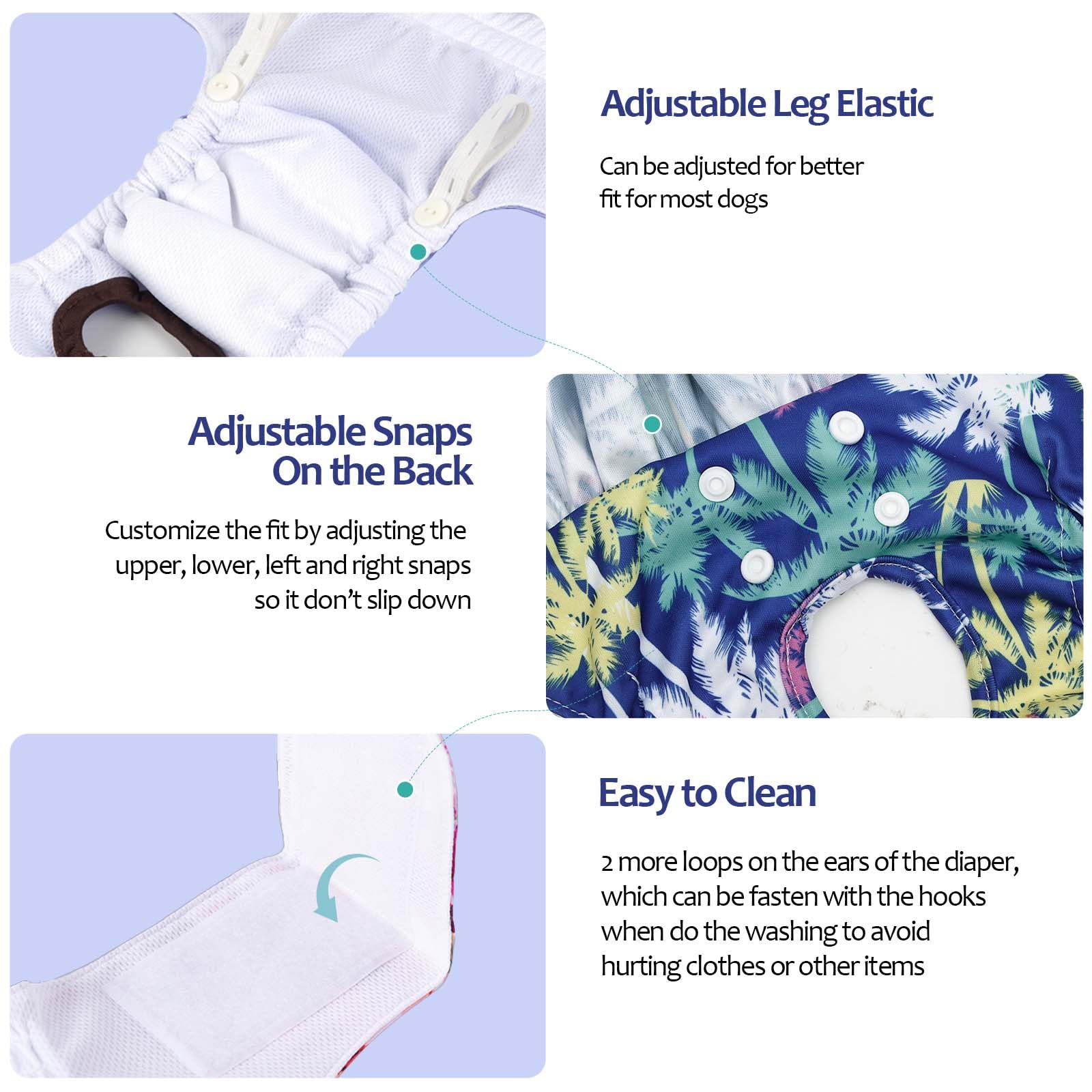 Pañales impermeables de CuteBone con interior absorbente para evitar filtraciones