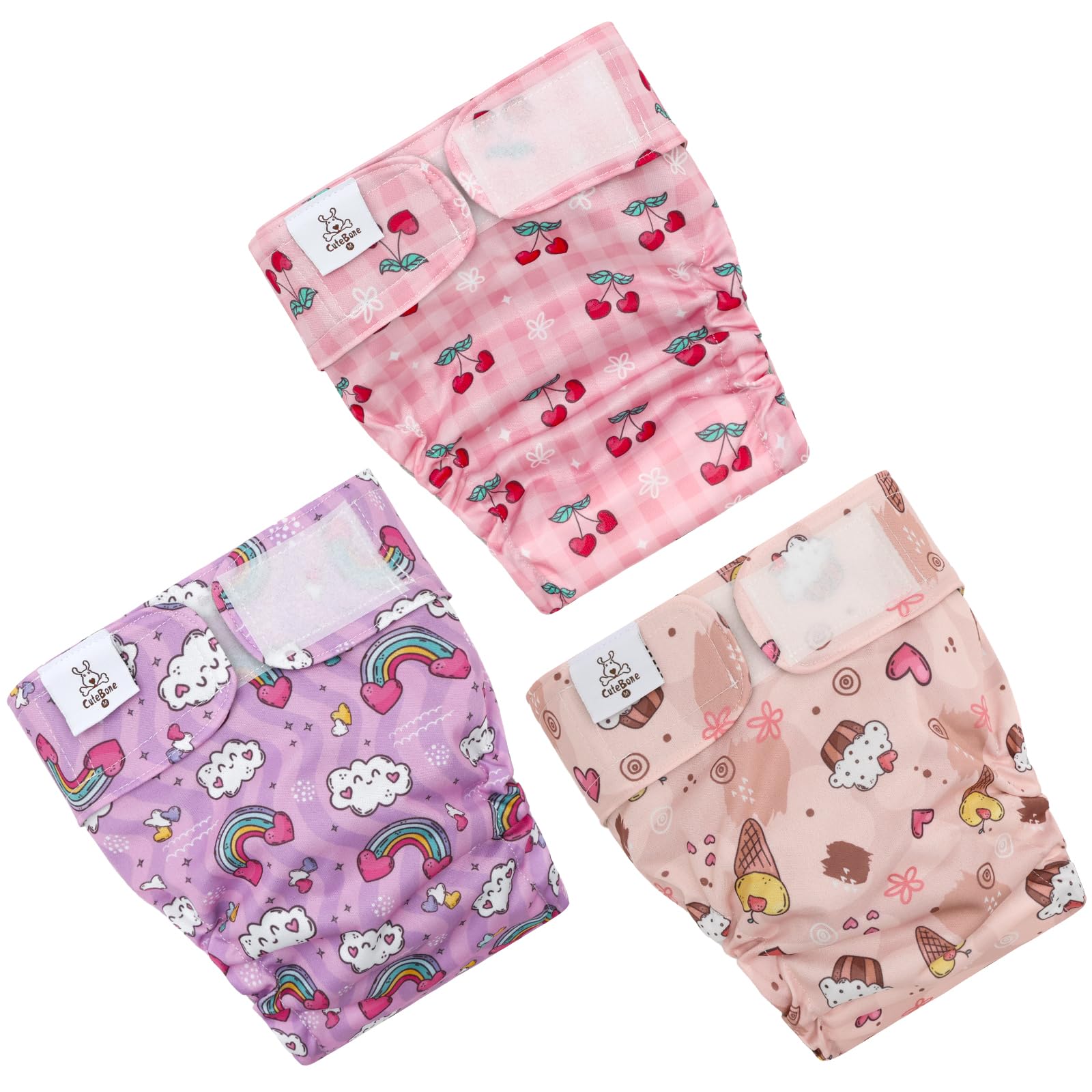Pañales CuteBone con ajuste elástico para un mejor ajuste en perros activos.