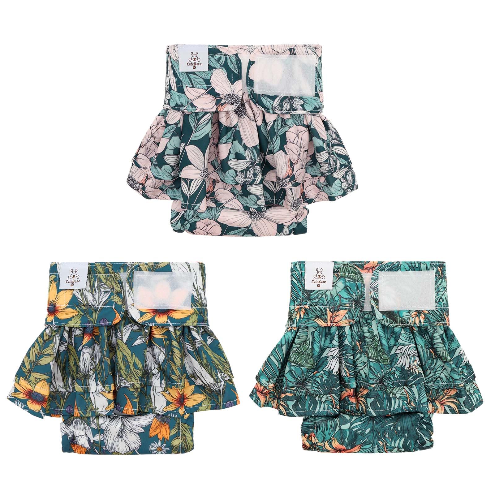CuteBone pañales para perra hembra con falda y exterior impermeable para uso diario.
