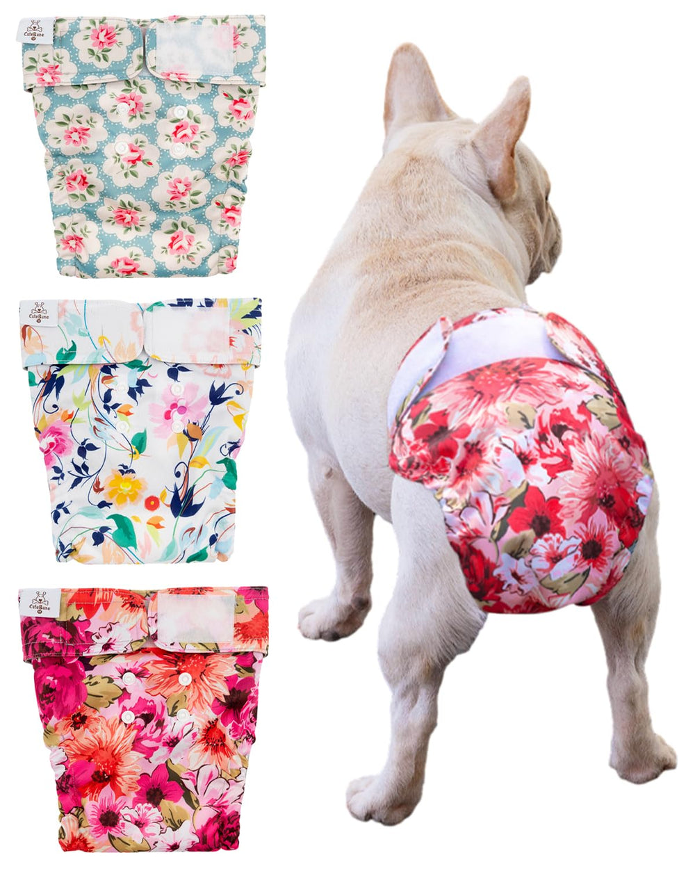 Pañales CuteBone para perros hembras sin cola, evita filtraciones gracias al diseño sin orificio