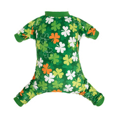 CuteBone Pijama para perro con diseño festivo clover para días fríos.