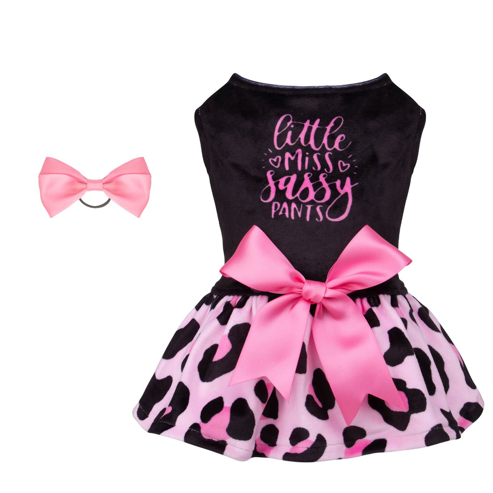 CuteBone vestido de terciopelo leopard para perro pequeño, ideal para salidas con estilo.