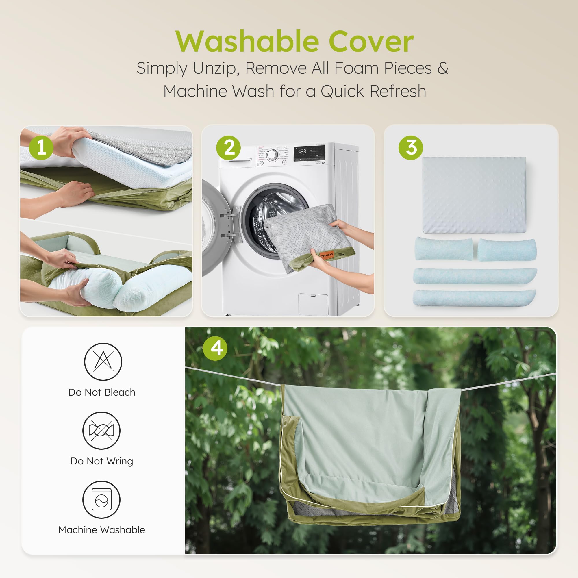 CWAWZ funda desmontable y lavable para fácil mantenimiento.