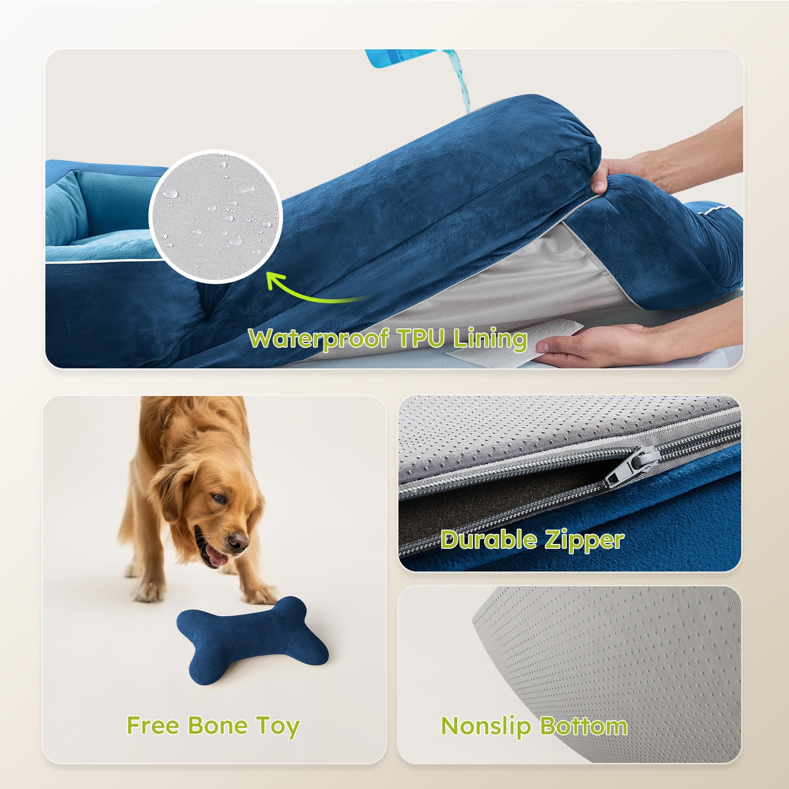 CWAWZ cama de perro grande en terciopelo Dutch velvet para un toque lujoso