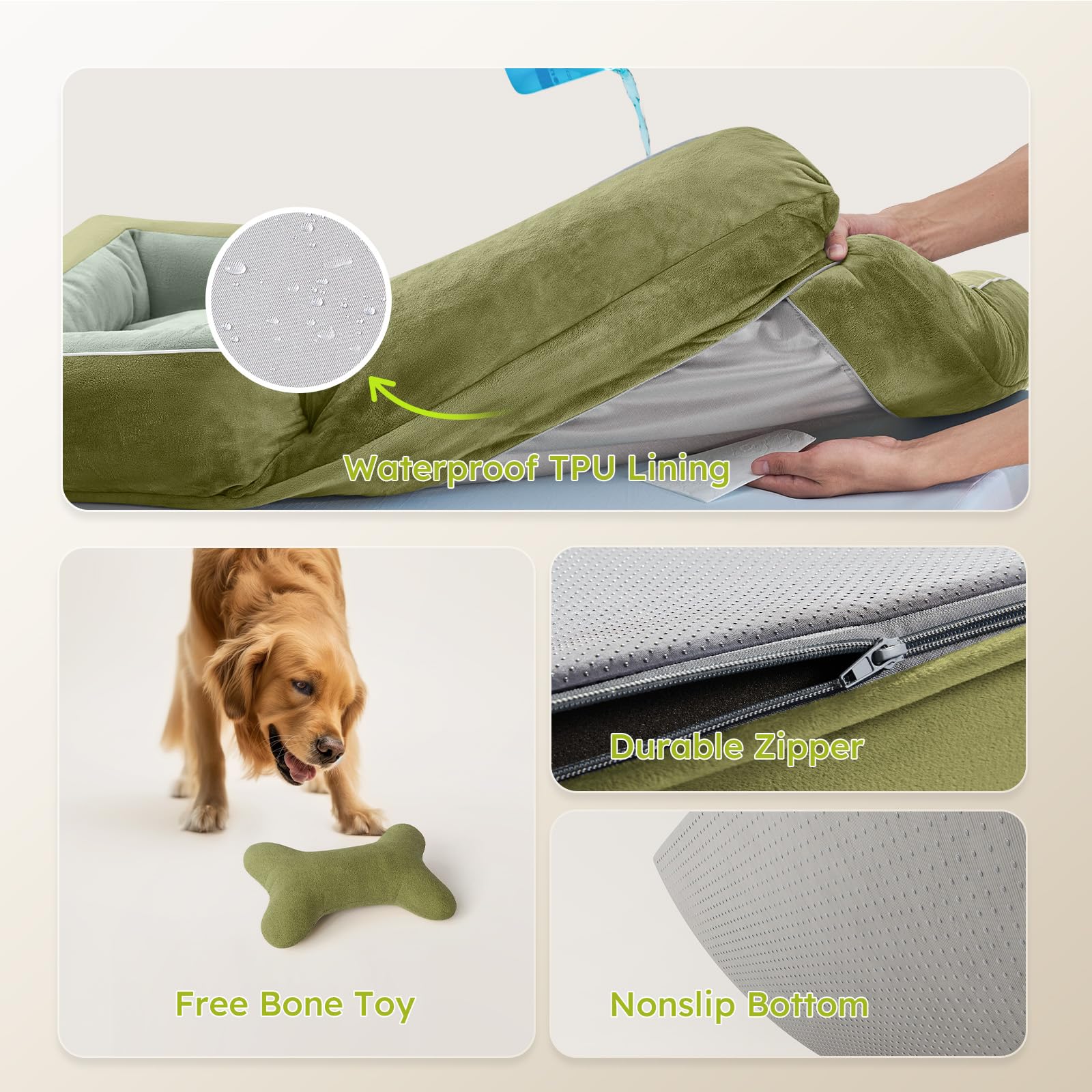 CWAWZ reposo cómodo para perros grandes en una cama amplia.