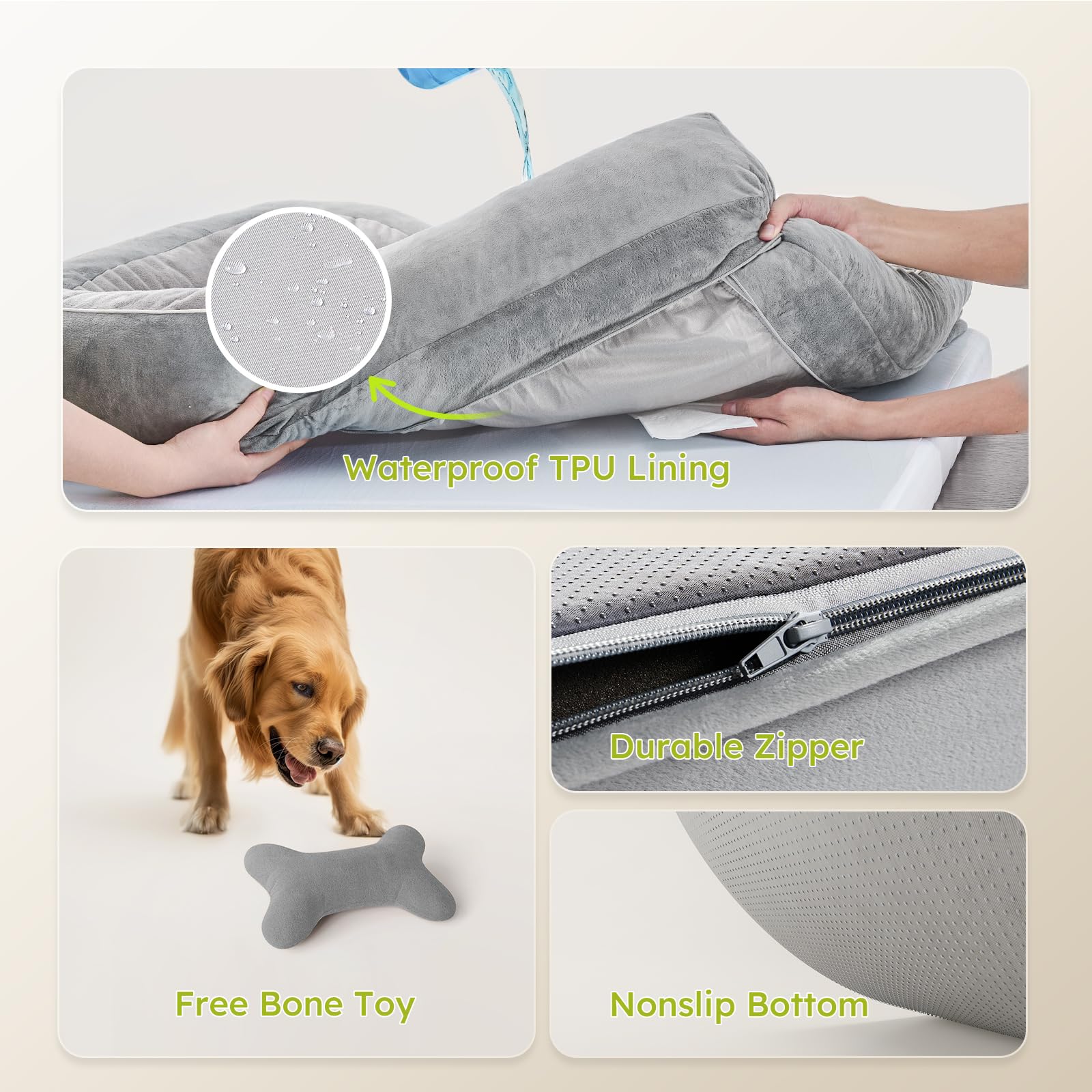 Cama CWAWZ Jumbo con base antideslizante para seguridad.