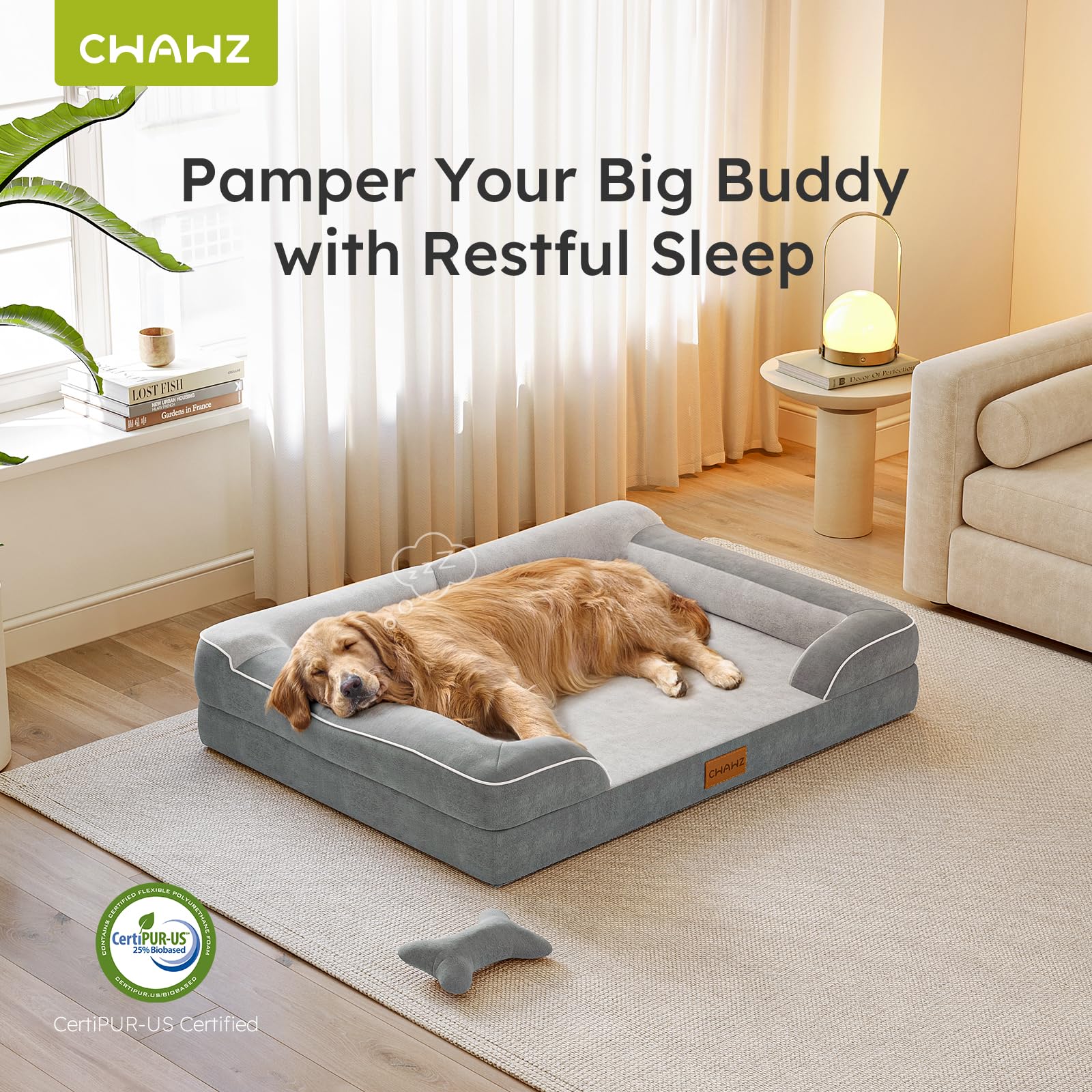 Cama CWAWZ Jumbo con materiales certificados para tranquilidad.