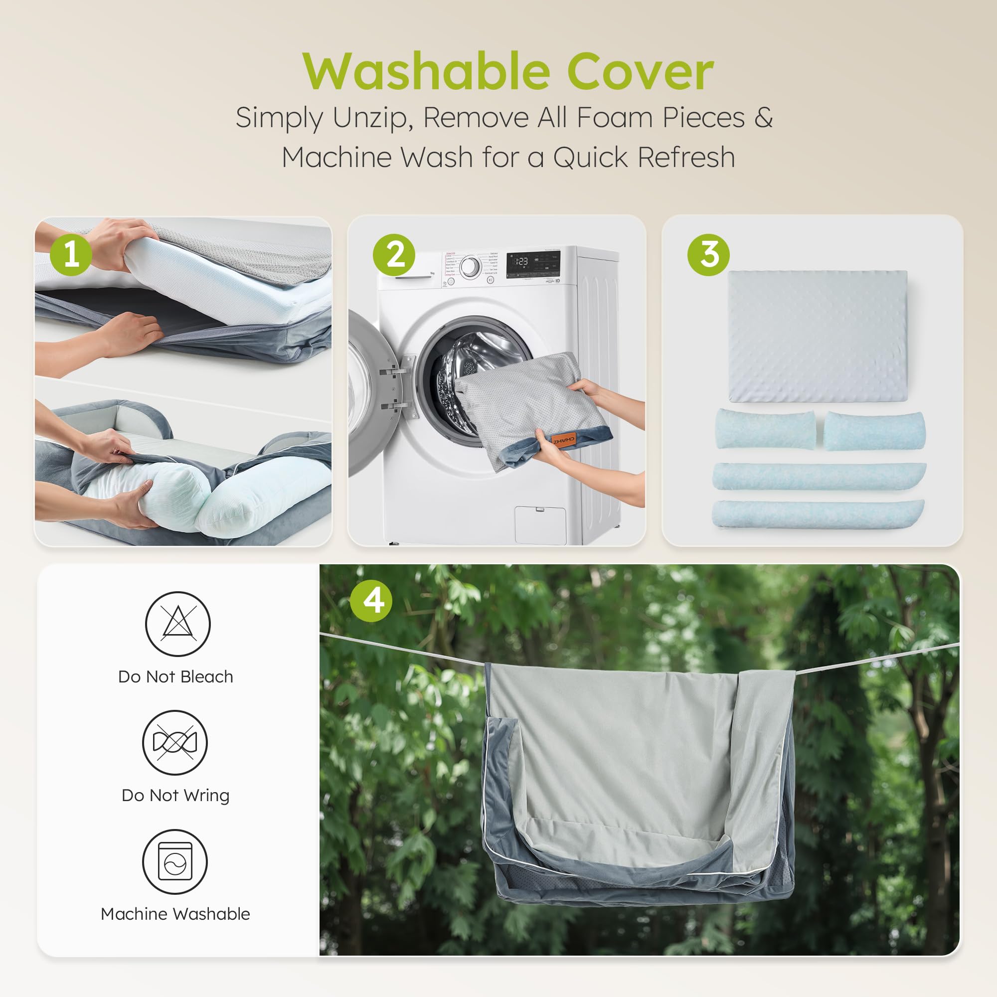 CWAWZ cama grande en gris oscuro ofrece soporte y confort