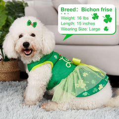 Cyeollo vestido de tul verde para perro, falda ligera para días festivos.