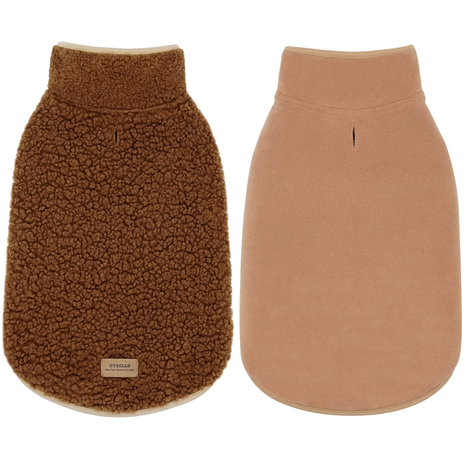 cyeollo chaleco reversible con forro sherpa para perro, calor suave.
