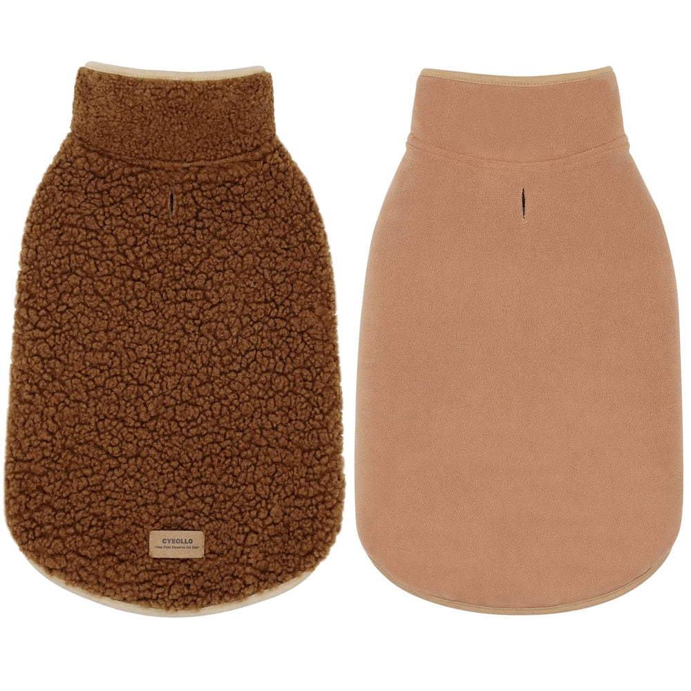 cyeollo chaleco reversible con forro sherpa para perro, calor suave.