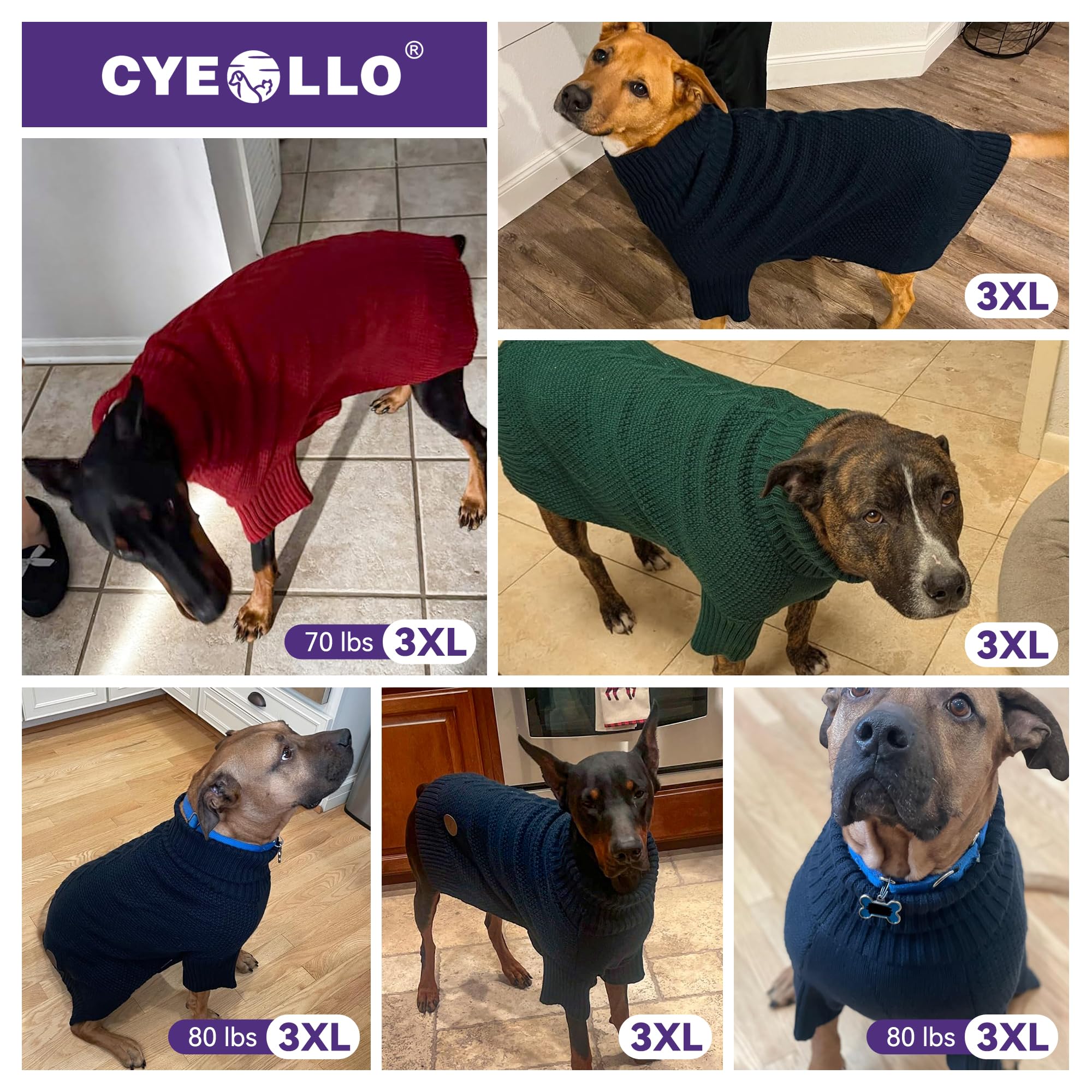 Diseño clásico del suéter cyeollo para perro grande.