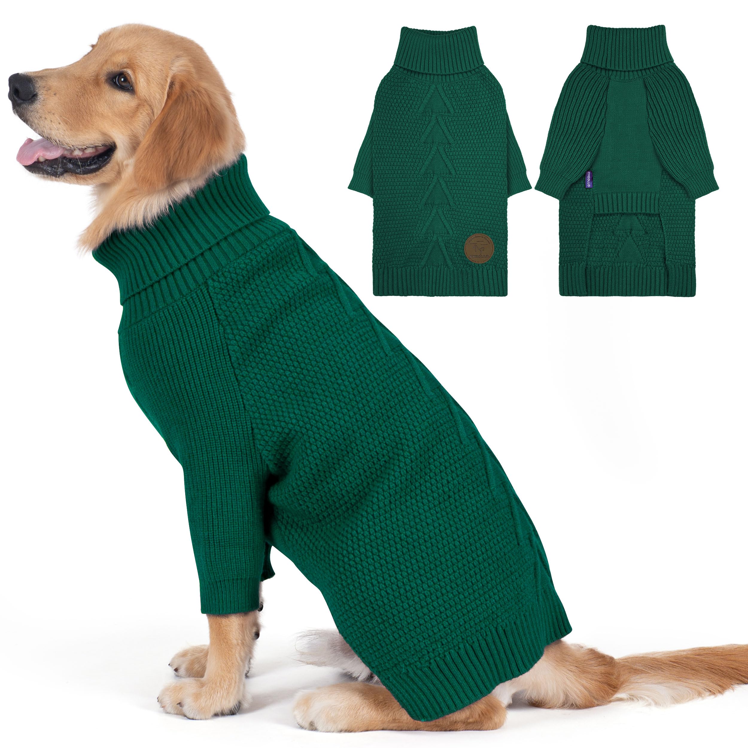 Suéter cyeollo para perro grande, vista frontal, cálido para paseos diarios.