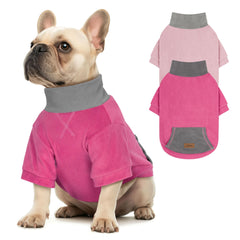 Suéter cyeollo para perro mediano con cuello alto rosa, ideal para paseos