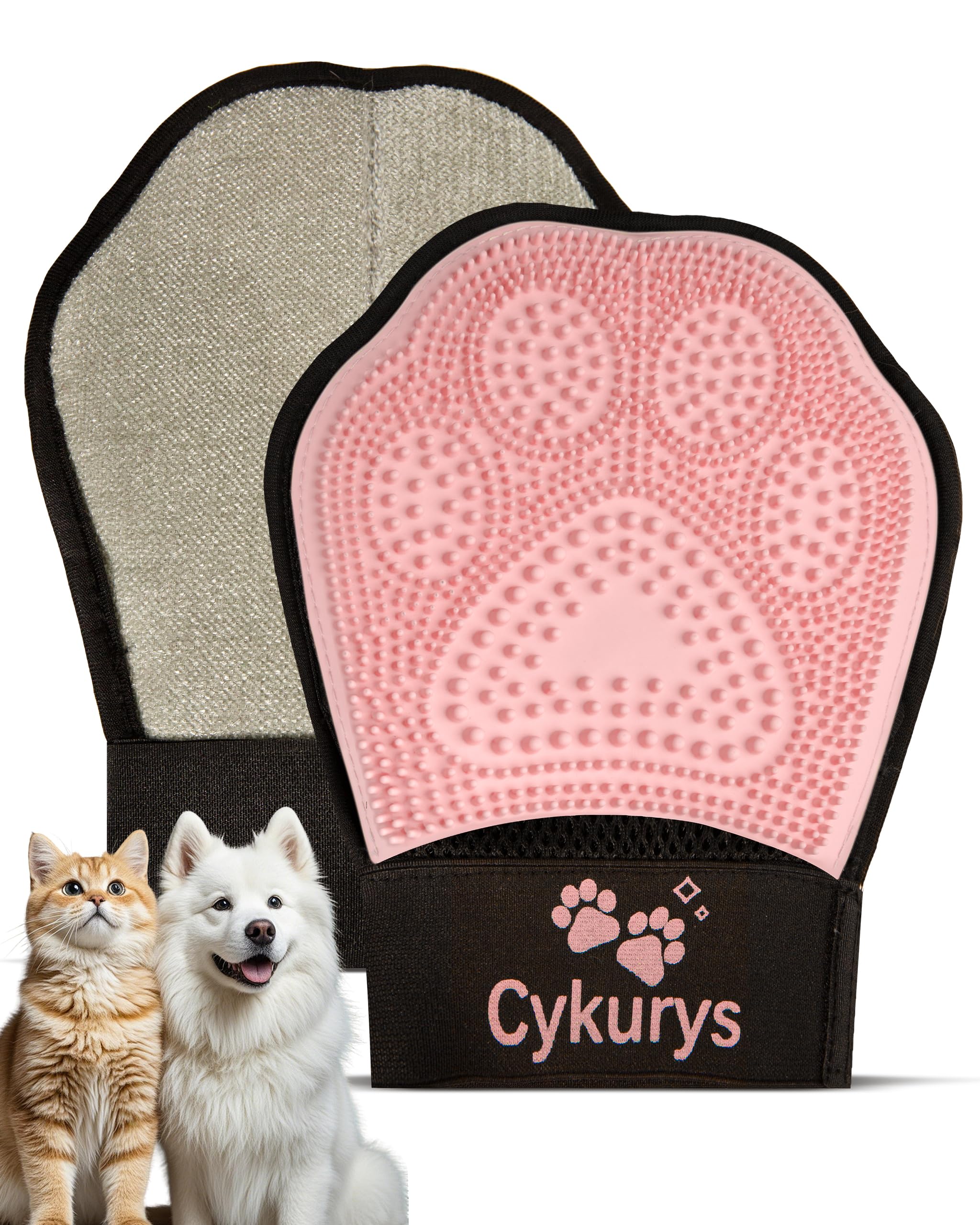 Guante Cykurys 2 en 1 con silicona para pelo de mascotas, grooming suave.