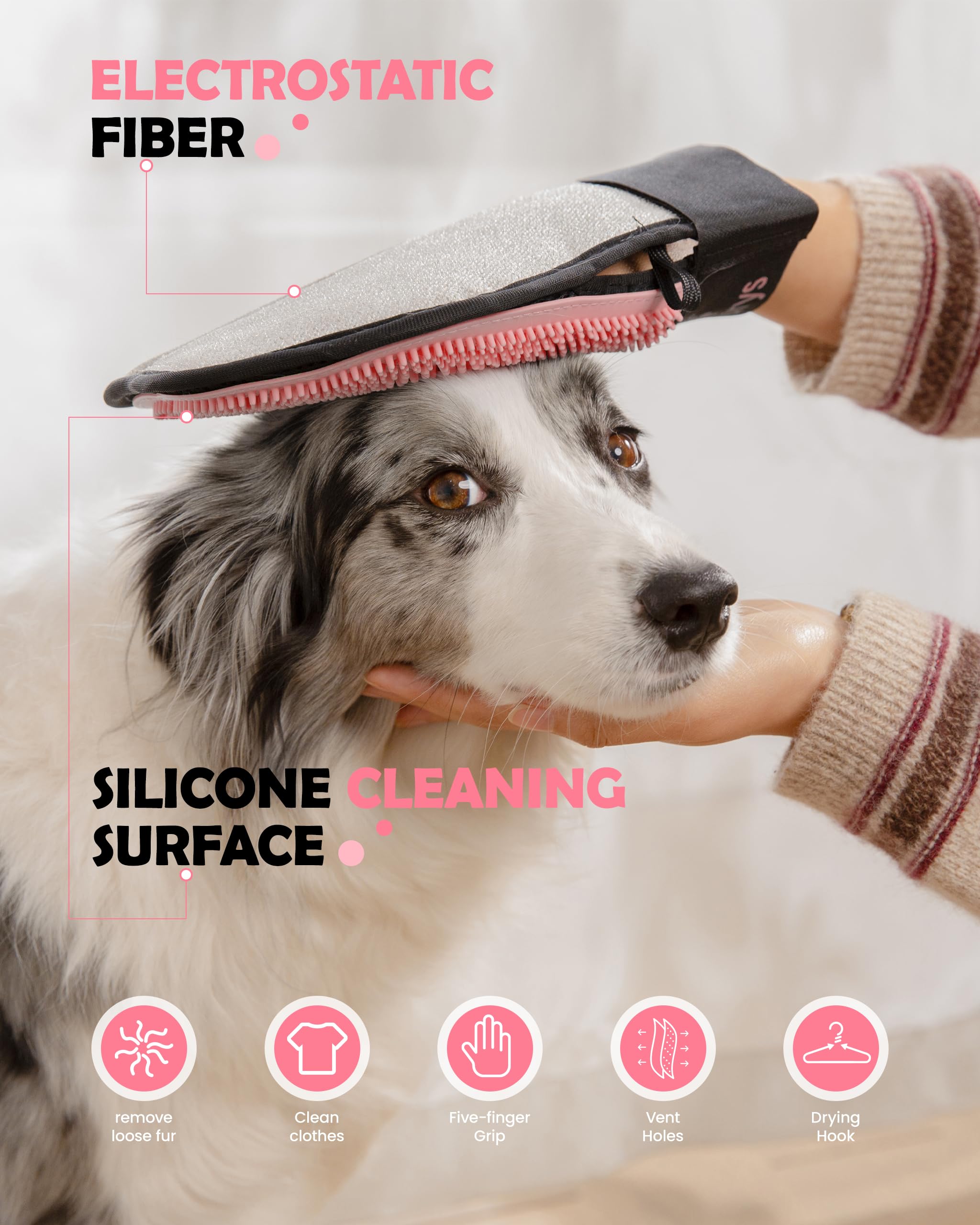 Guante deshedding para sofá y cama, limpieza rápida.