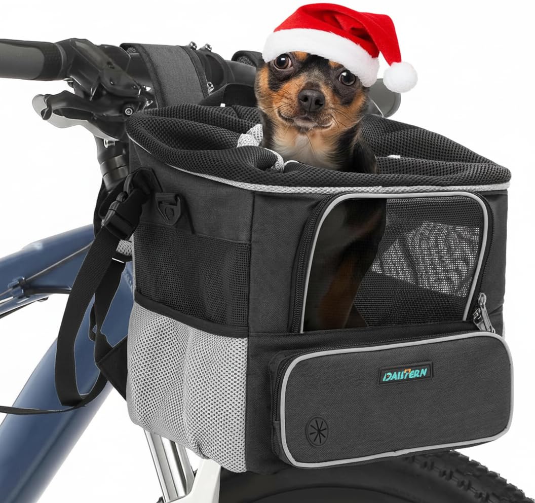 DAISTERN cesto para bici con montaje rápido en el manillar para perros pequeños