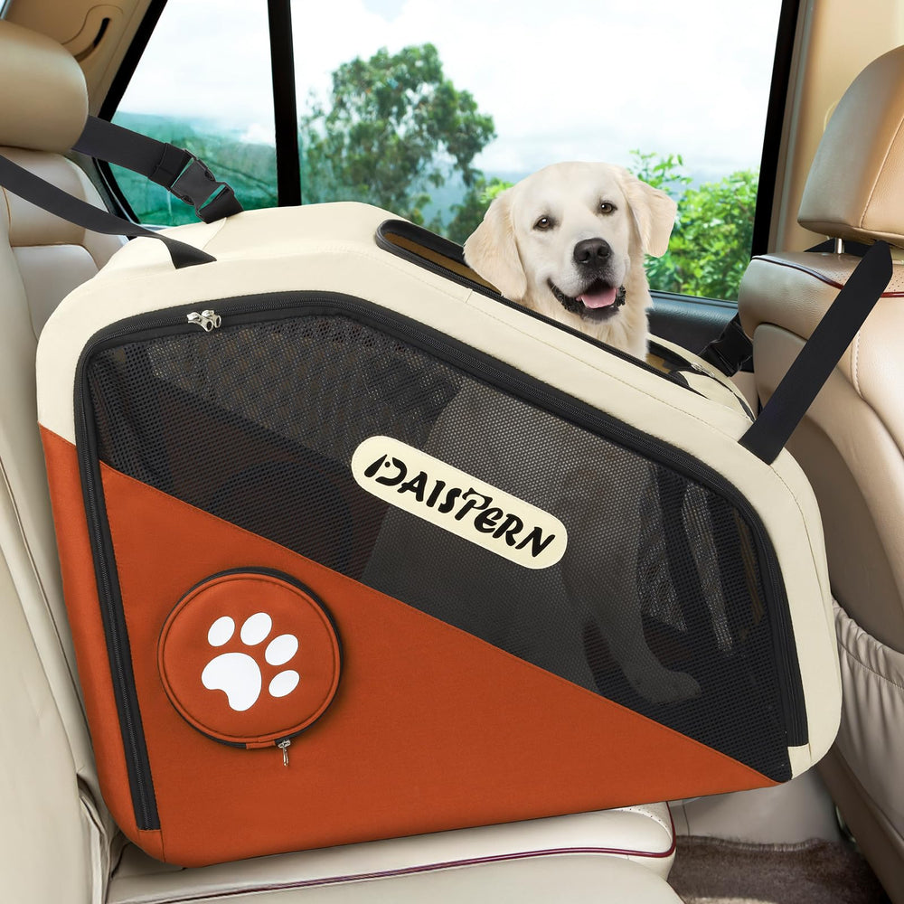 DAISTERN jaula plegable para perros en viaje, color marrón y portátil