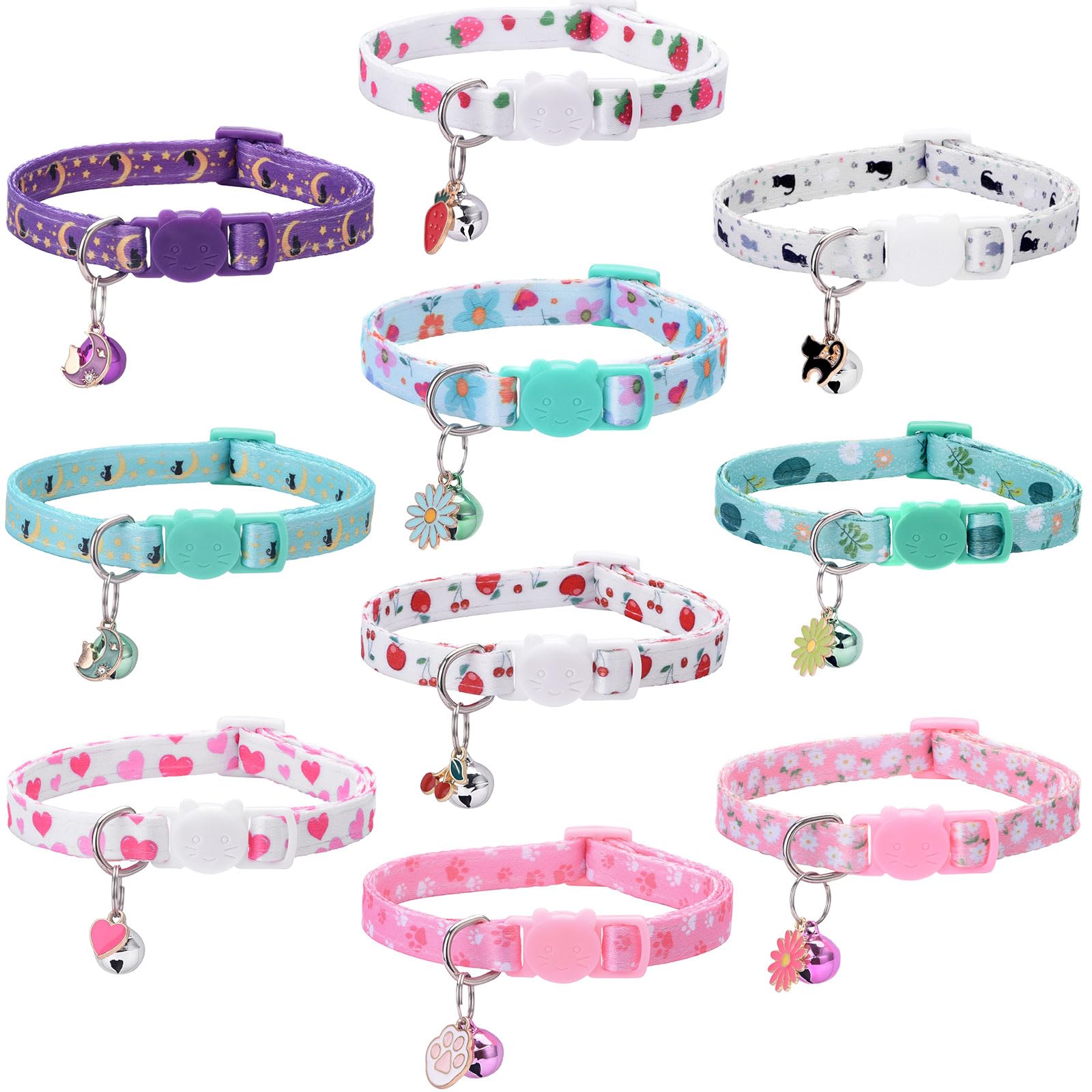 DALOO collar gato floral con campanitas, ideal para uso diario.