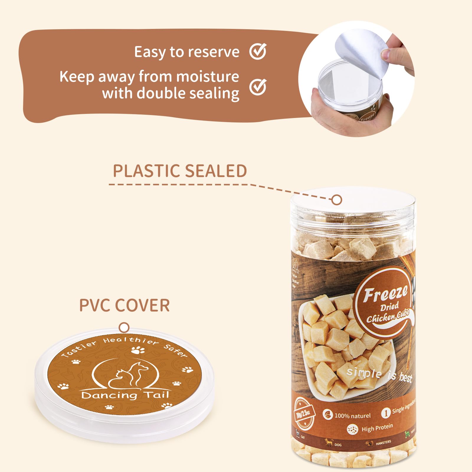 Dancing Tail cubos pollo, premiar con sabor natural