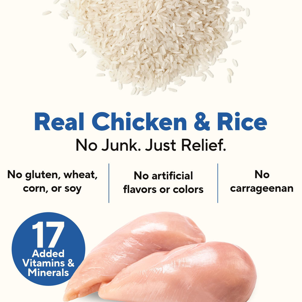 Ración servida de Dave's Pet Food Dieta Blanda pollo-arroz, conveniente para comidas diarias.