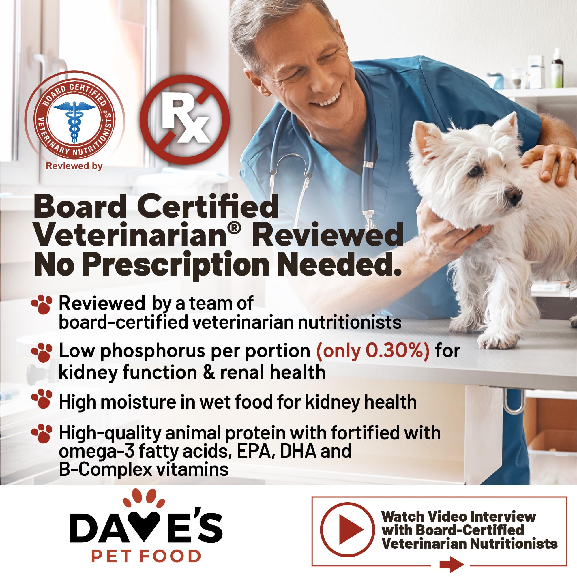 Dave's Pet Food estofado renal en lata con caldo sabroso.