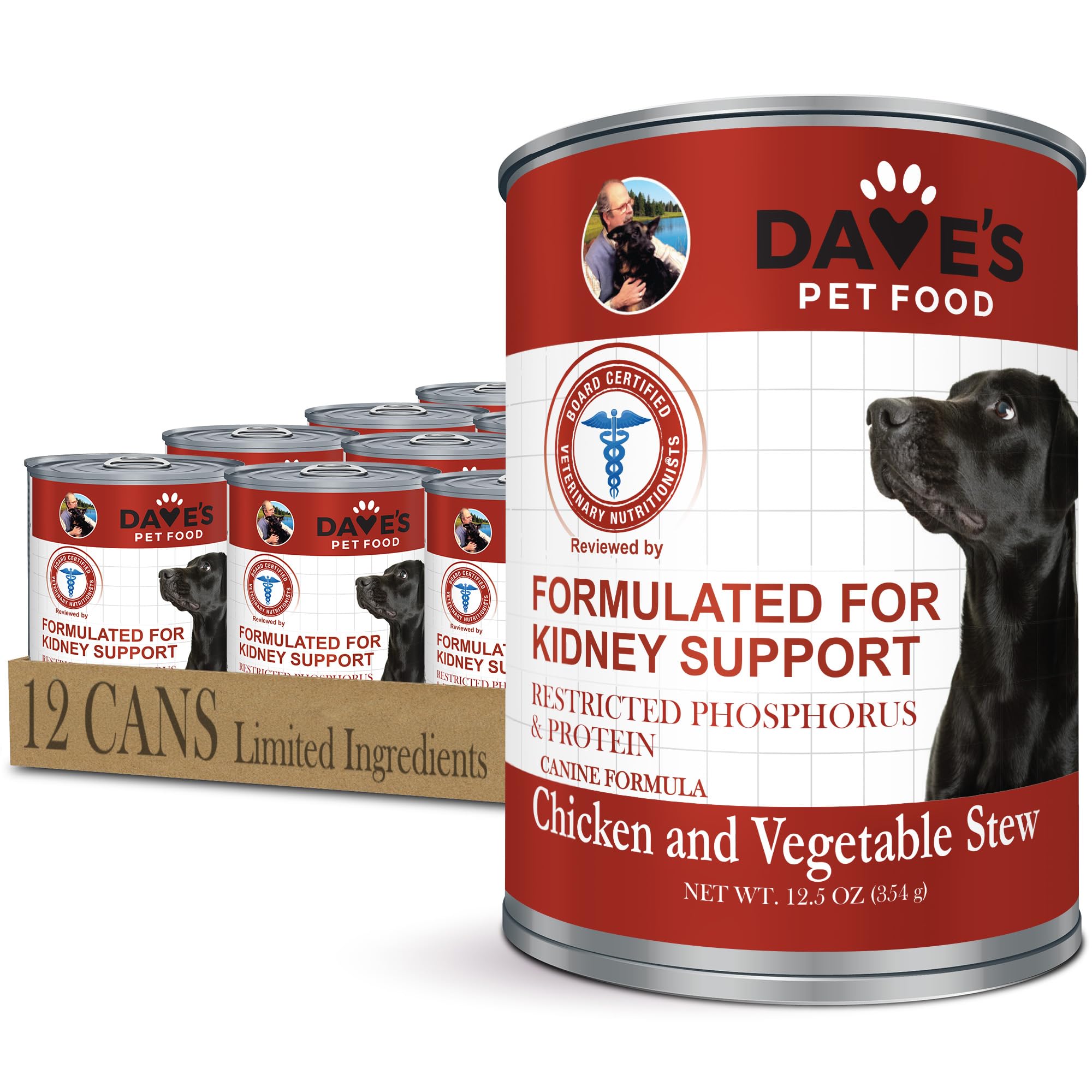 Dave's Pet Food estofado renal para perros servido en tazón.