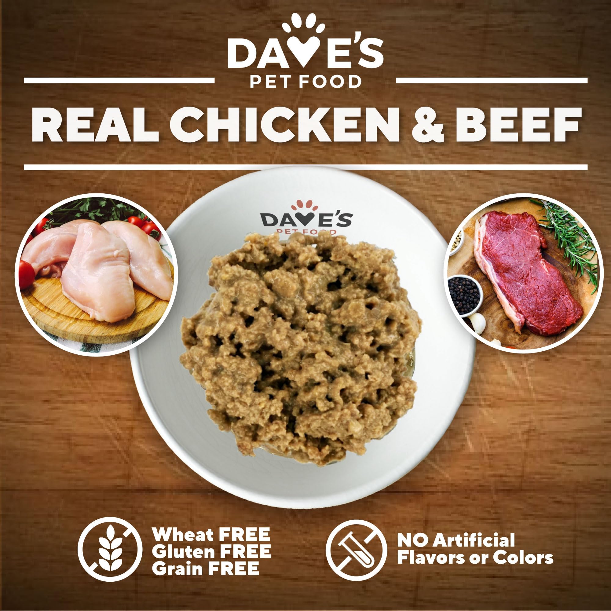 Dave's Pet Food ingredientes seleccionados sin trigo ni gluten