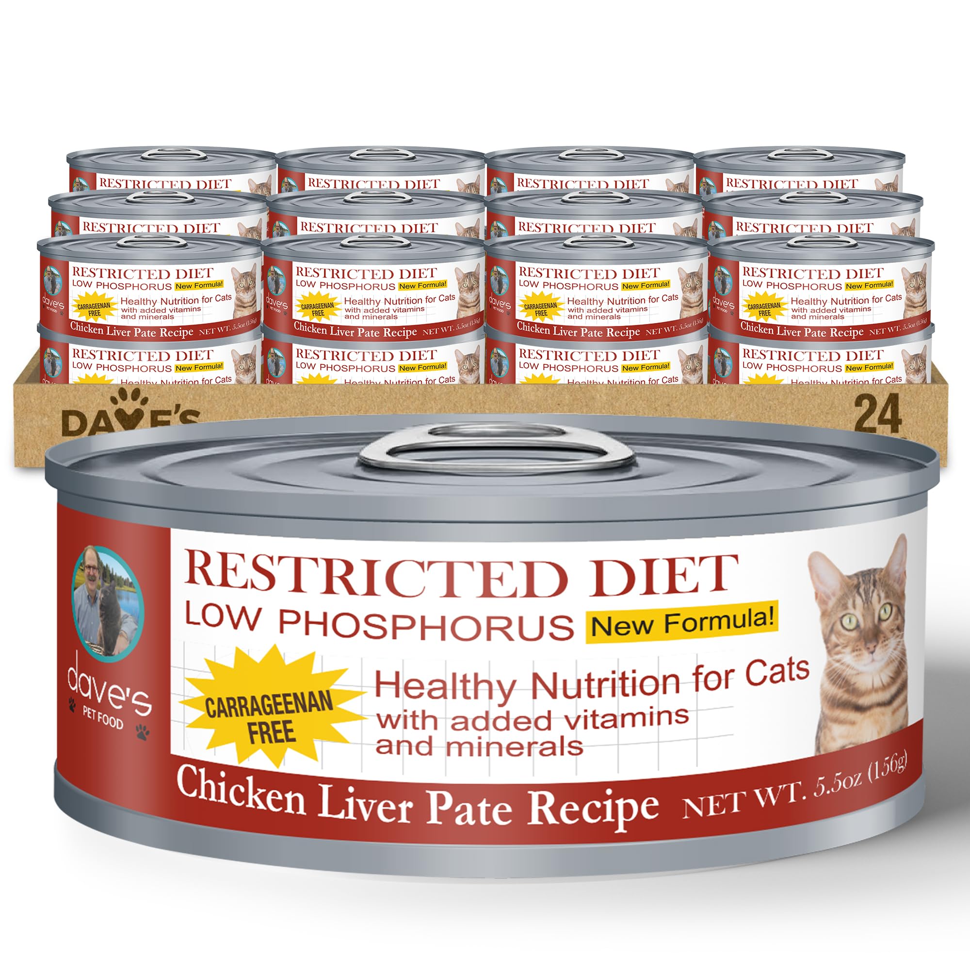 Dave's Pet Food Kidney Support: lata abierta, pate suave para gatos con sabor atractivo.