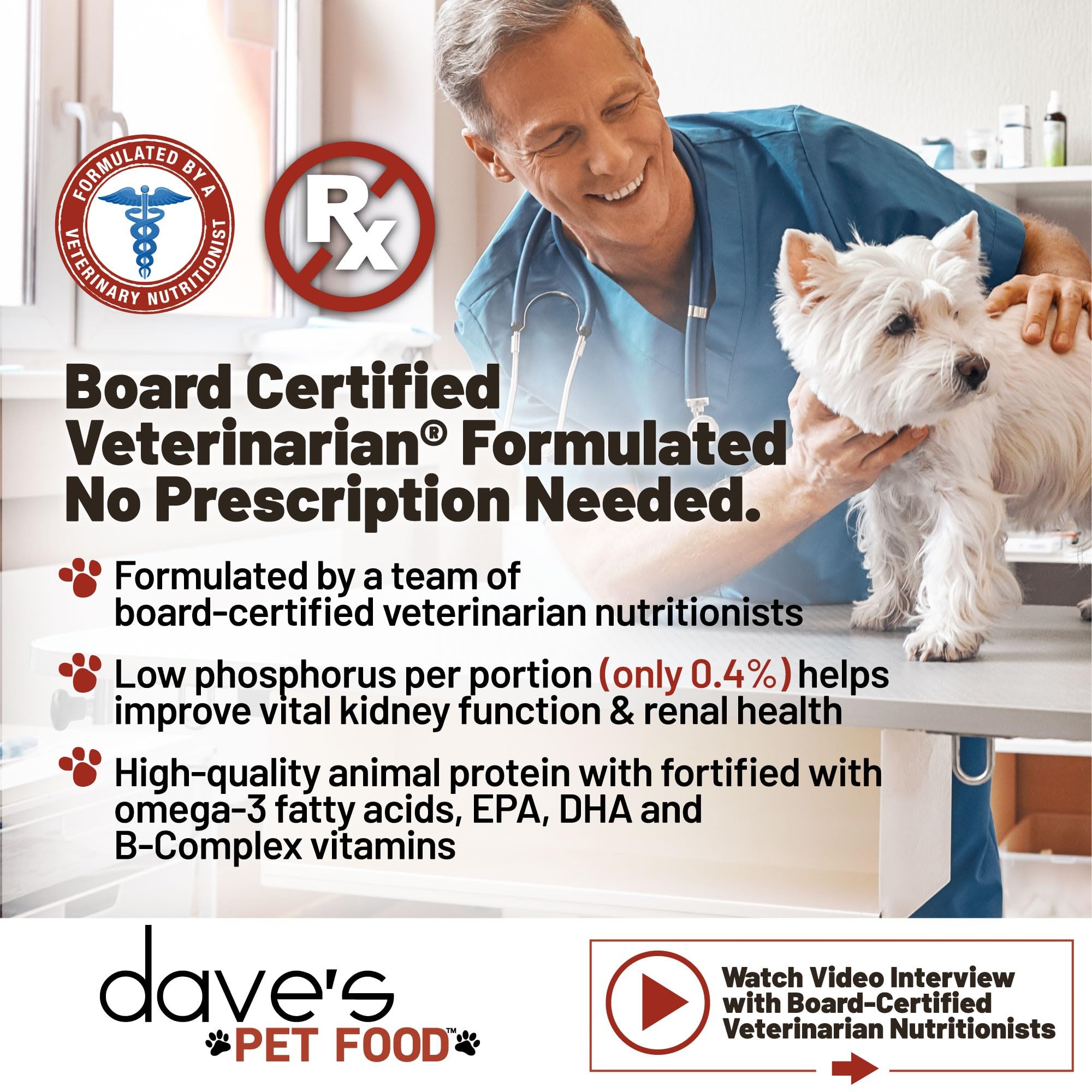 Dave’s Pet Food Kidney Care mezcla con agua para textura húmeda adaptable.