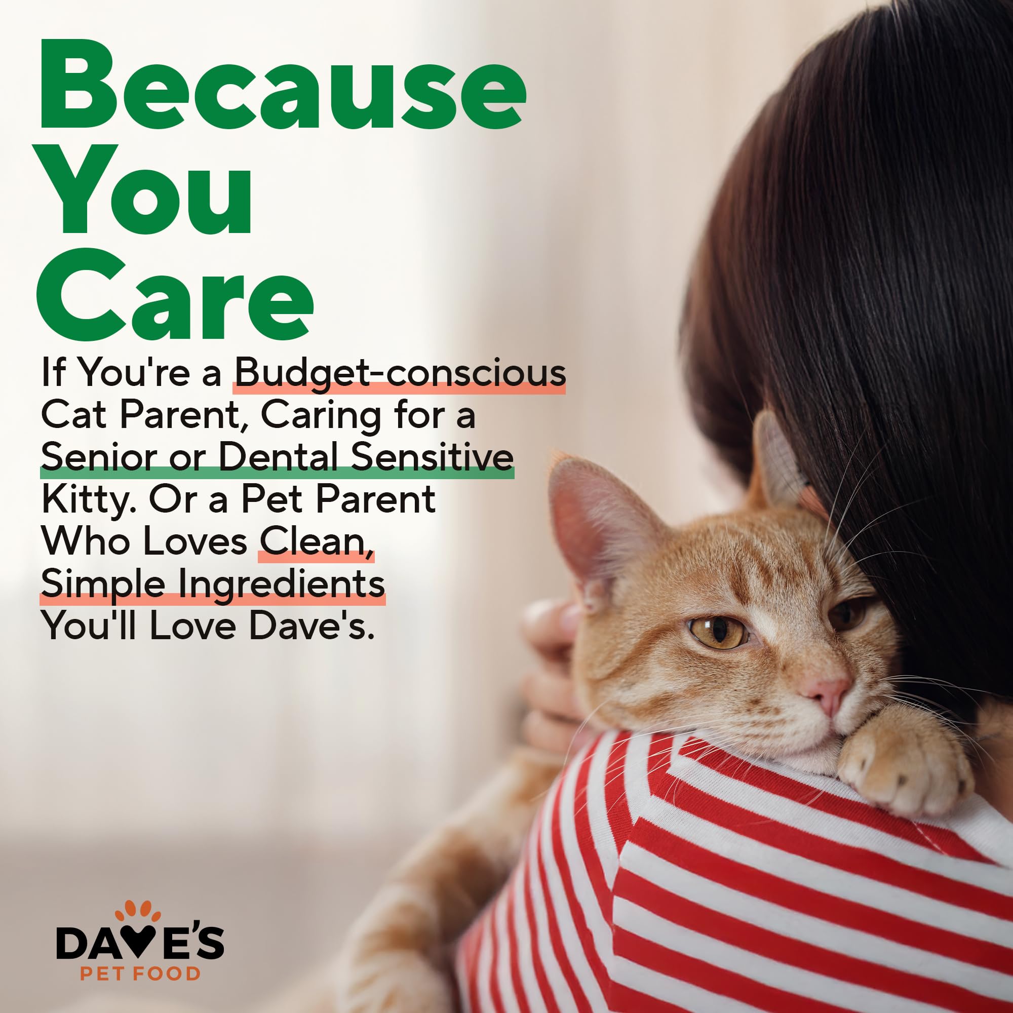 Dave's Pet Food: ingredientes de alta calidad visibles en la etiqueta.