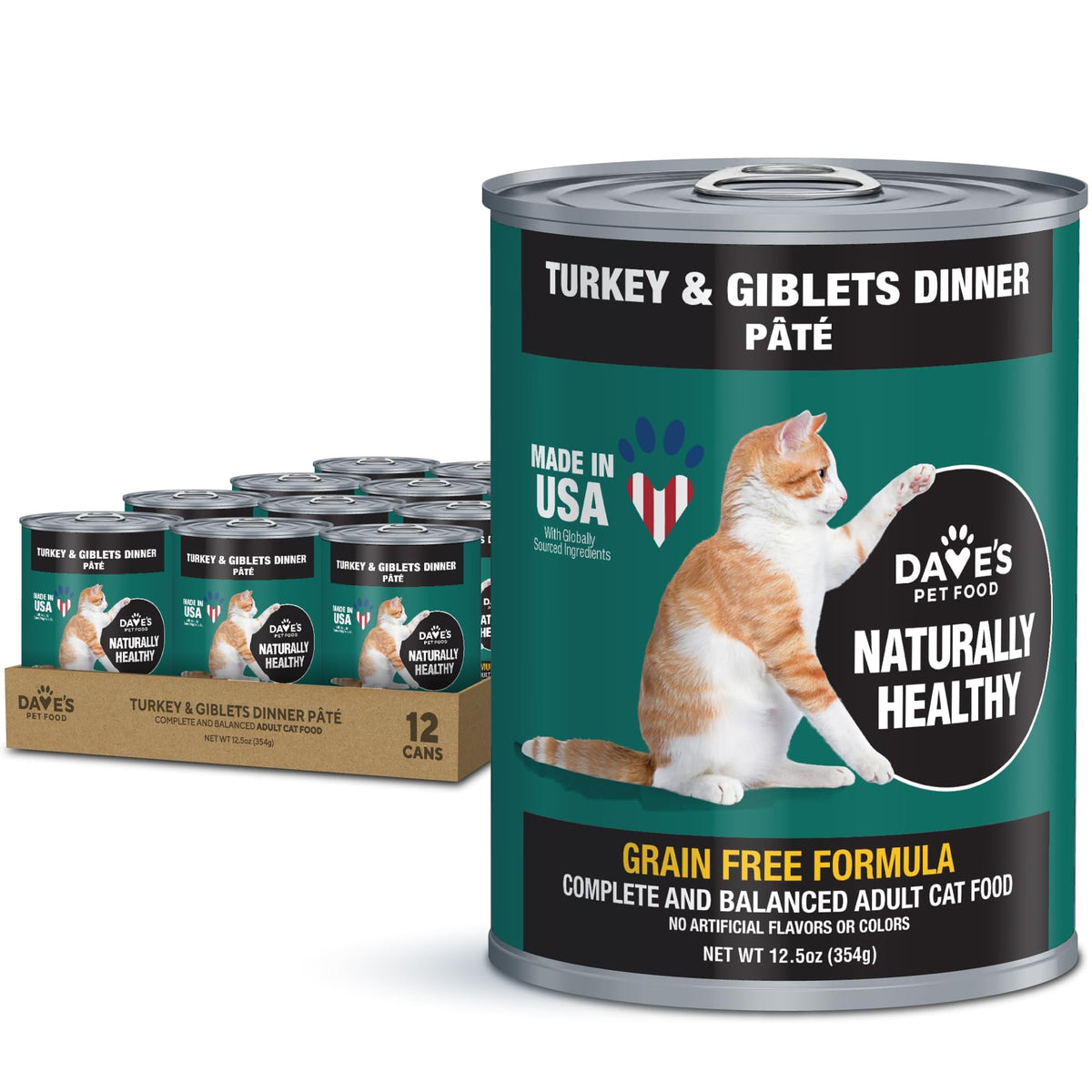 Dave's Pet Food Paté de pavo y giblets, lata, opción sabrosa para hidratación diaria.