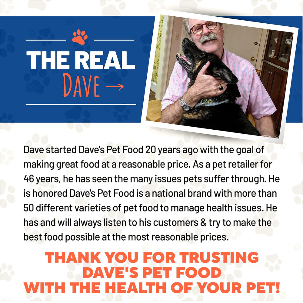 Dave's Pet Food – sabor suave a pollo que favorece el apetito y facilita la administración de medicación.